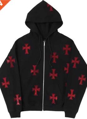 12 styles Rhinestone Gothic Streetwear Green Zipup Hoodie Y2