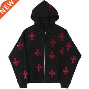 12 styles Rhinestone Gothic Streetwear Green Zipup Hoodie Y2