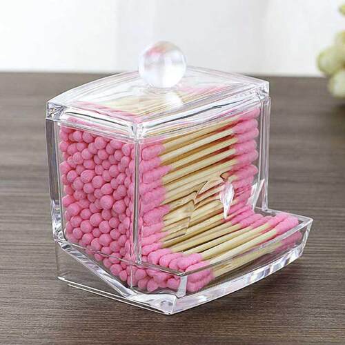 Acrylic Cotton Swabs Storage Holder Box Portable Makeup Cott
