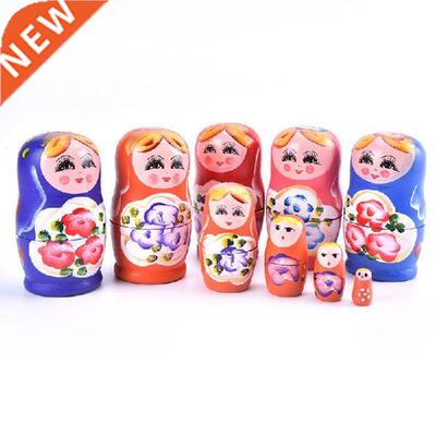 5Pcs Novelty Wooden Matryoshka Dolls Toys Girls Russian