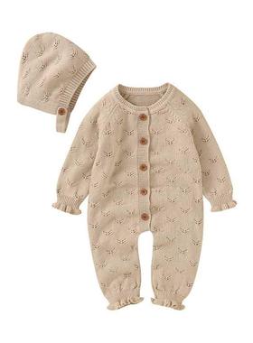 Autumn Baby Romper Knit 100%Cotton Newborn Girls Jumpsuit Ou