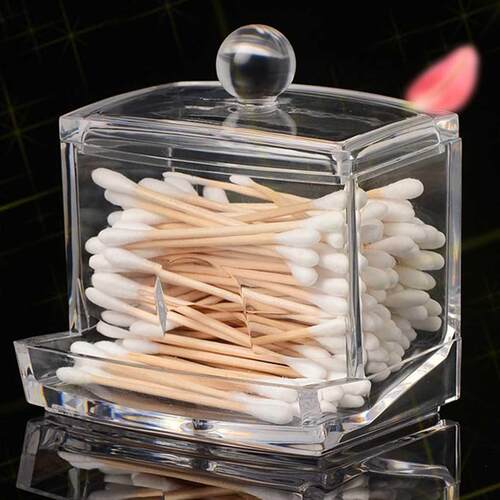 Acrylic Cotton Swabs Storage Holder Box Portable Transparent