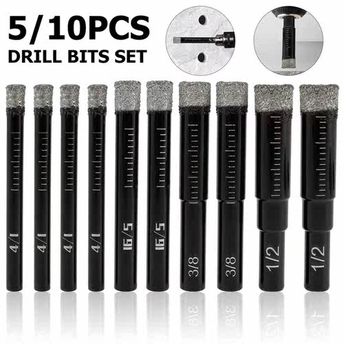 5/10pc Dry Diamond Drill Bit Round Shank Masonry Core Drill