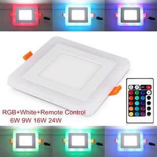 Round/Square Dimmable RGB LED Downlight + Remote Control 6w/