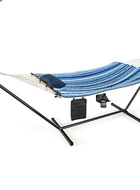 Hammock Chair Stand Set Cotton Swing w/ Pillow Cup Holder