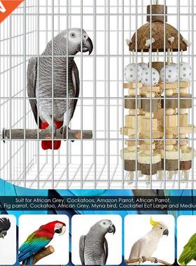 Parrot Wooden and Rope Chewing Toy 20.9 x 5.9 Inches Wood Bl