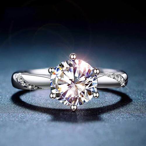 Classic 925 Sterling Silver Moissanite Ring 1ct IJ color Lab