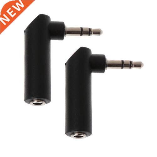2Pcs Gold jack 3.5mm 3 90 Degree Female to 3.5mm Male Audio