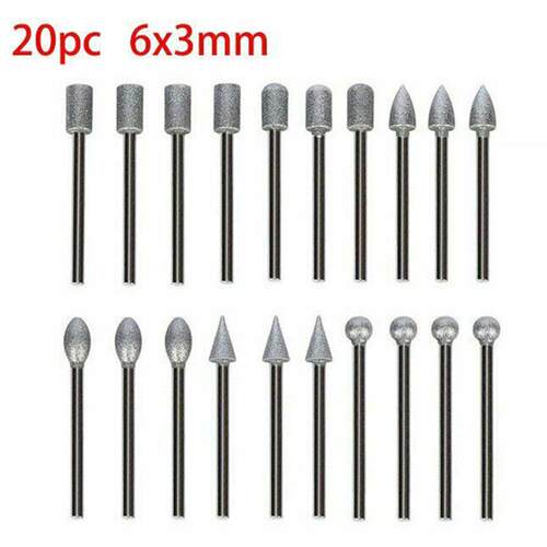 20Pcs 120 Grit Diamond Polishing Head Wood Glass Metal Tile