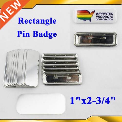 Square 25x70mm 100 Sets Pin Back Metal Button Supply