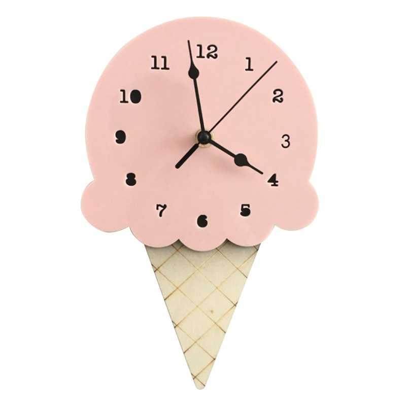 Nordic INS Style Ice Cream Sharped Wall Hanging Clock, Carto