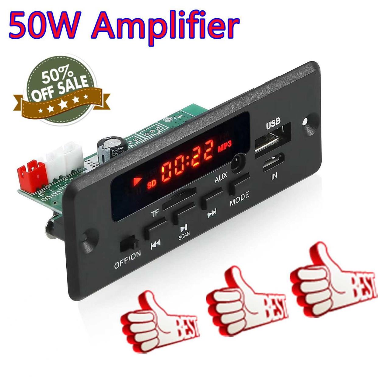 2*25W Amplifier Bluetooth 5.0 MP Player Decoder Board 12V C