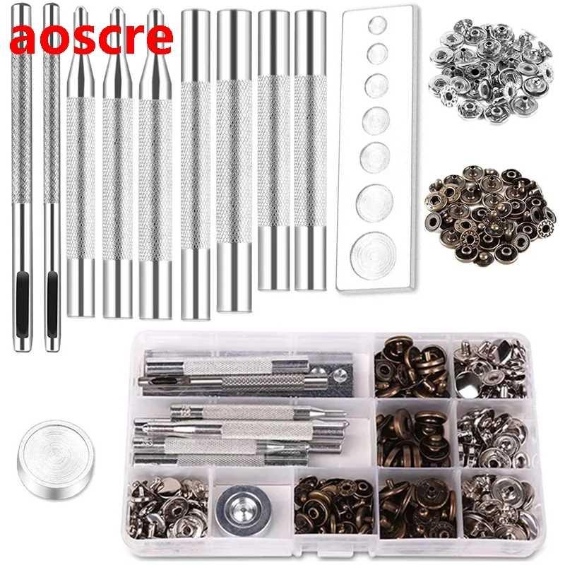 Leather Snap Fasteners Kit,Metal Snaps With Setting Tools Fo