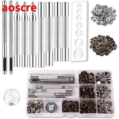 Leather Snap Fasteners Kit,Metal Snaps With Setting Tools Fo