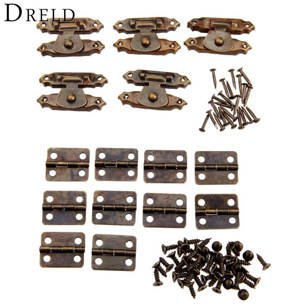 10Pcs Antique Bronze Furniture Cabinet Hinges + 5Pcs Jewelr