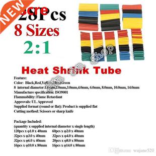 328pcs Cable Sleeve Heat Shrink Tubing 2:1 Polyolefin Shrink