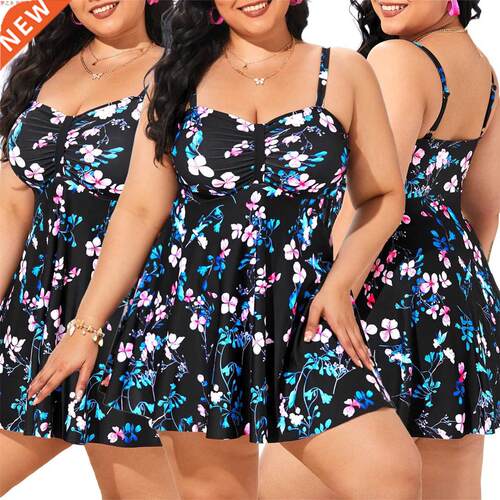 Xl-xxxxl Summer oversized print swimsuit大码胖MM时尚泳衣
