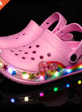Children Cute Boys Girls Cartoon Cave Shoes Sandals LED Ligh