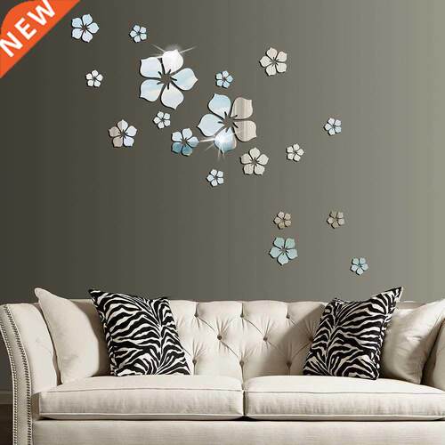 18Pcs irror Wall Stickers Flower Wall Sticker DIY Acrylic 3