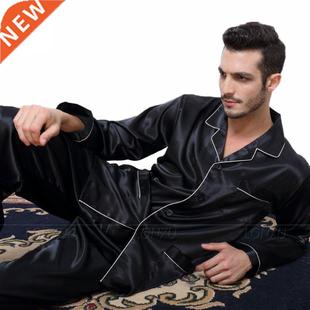 Mens Silk Satin Pajamas Pyjamas Set Sleepwe Set Lounge