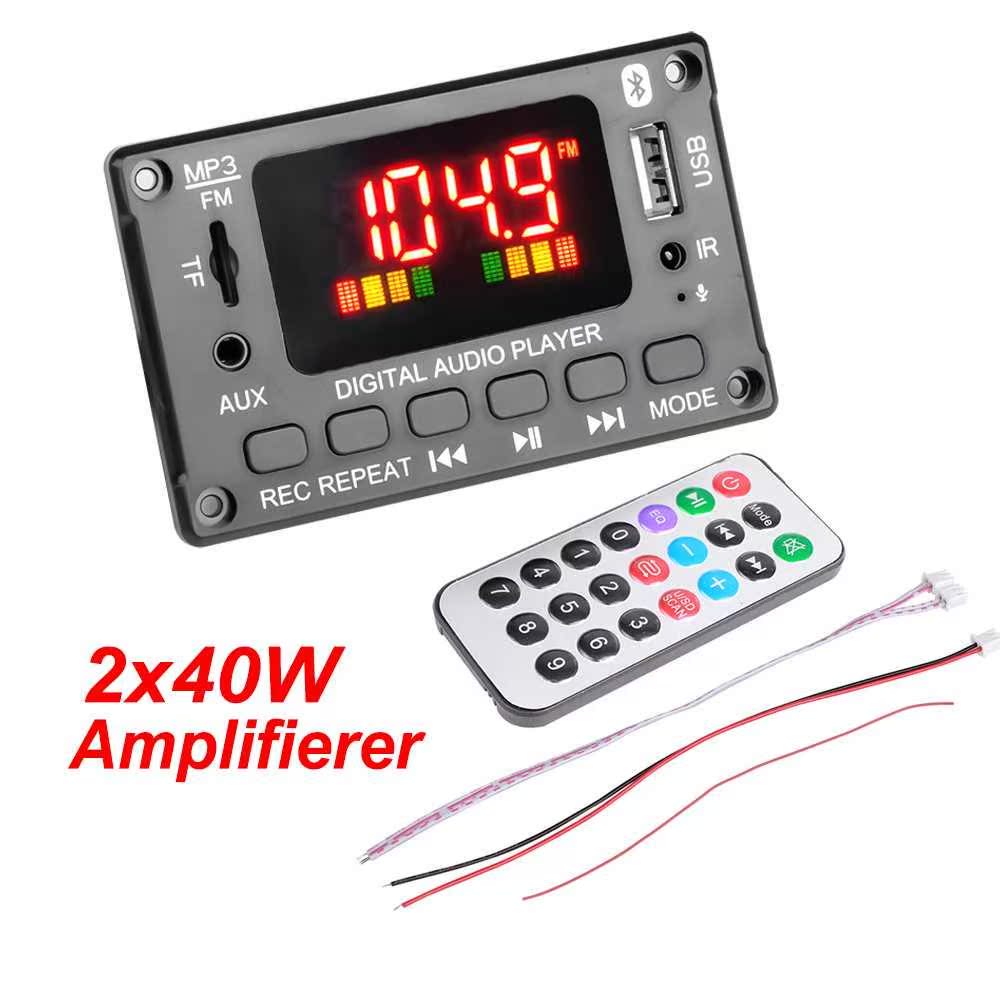 2*40W 7V-26V Amplifier Handsfree Bluetooth 5.0 MP3 WMA WAV D