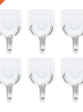6pcsWall Plastic Hook Strong Adhesive Hook Kitchen Bathroom