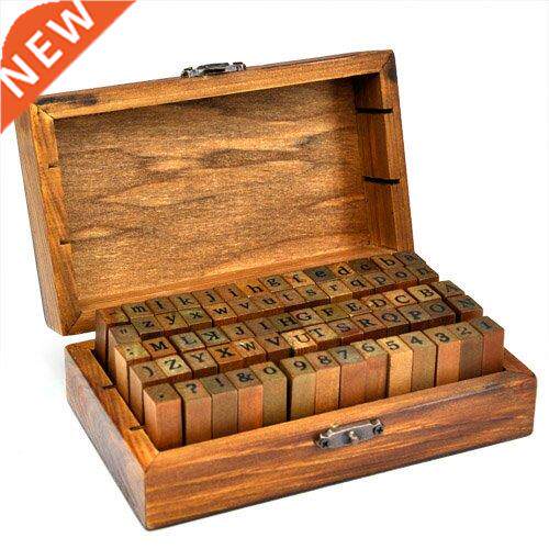 rubber stamp alphabet number symbol wooden box set print