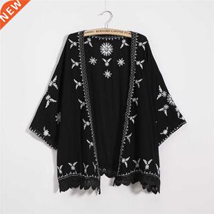 Women Embroidery Kimono Cardigan 2021 Boho Fashion Summer Sh