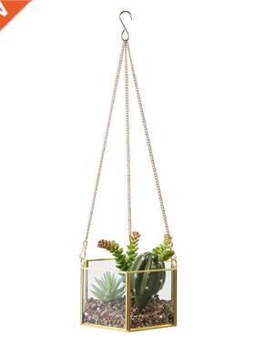 B0KB Modern Hanging Glass Terrarium Geometric Hexagon