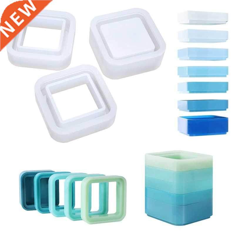 square stacked silicone resin mold set,1pcs tray 2 pcs frame