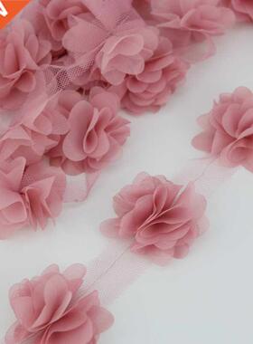 (60 pieces/lot) pink petal Chiffon lace fabric Webbing Decor