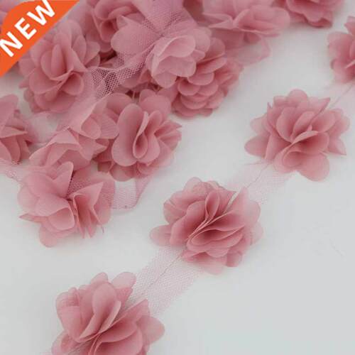 (60 pieces/lot) pink petal Chiffon lace fabric Webbing Decor