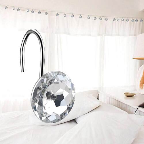 new 12Pcs Acrylic Round Bling Rhinestone Shower Curtain