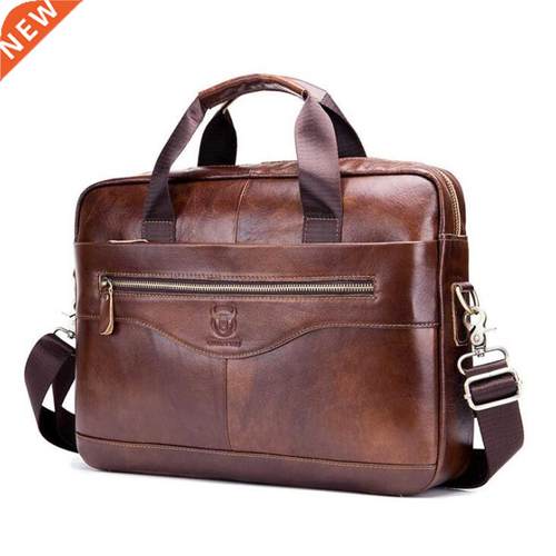 Men Briefcases Lawyer Genuine Leather Handbag Vintage Laptop