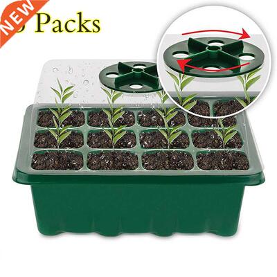 5 Sets Plastic Nursery Pot 12 Holes Seed Grow Planter Box Gr