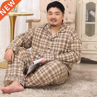Plus Size 5XL 100% cotton men pajama sets spring Simple plai