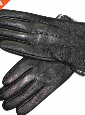 Goatskin Deerskin Gloves Men's Leather New Thin Fleece Linin