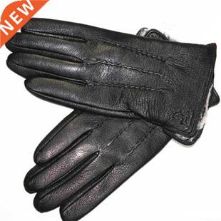 Goatskin Deerskin Gloves Men's Leather New Thin Fleece Linin