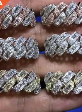 2022 New Iced Out Bling Men Finger Jewelry Full Paved Rectan