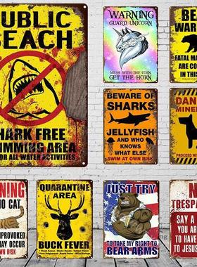 Retro Warning Metal Tin Sign Vintage Plaque Metal Caution Ti