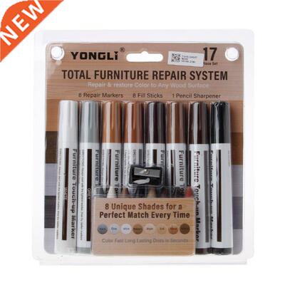17Pcs Furniture Touch Up Kit Markers & Filler Sticks Wood