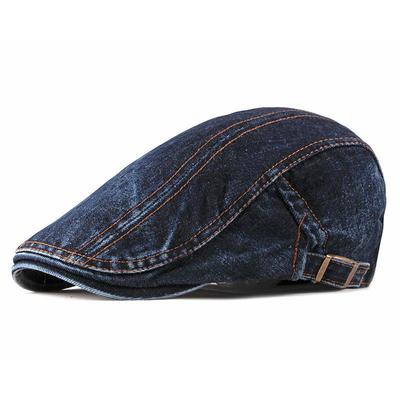 Spring Summer Solid Color Newsboy Caps Men Washed Denim Cott