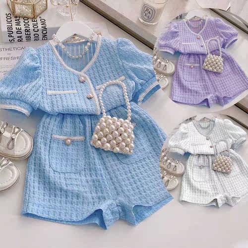 2022 New Arrival Elegant Girls Set 2-piece Set Of Short-slee