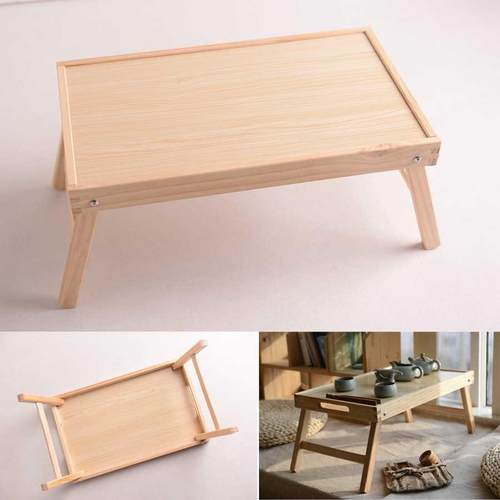 Wooden Frame Folding Table Easy on The Bed Table Outdoor Pic