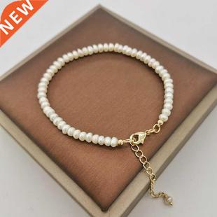 4mm Natural Freshwater Pearl Tiny Bracelet 14K Gold Filled A