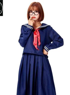 adult female navy sailor sailor suit deep split long sleeve
