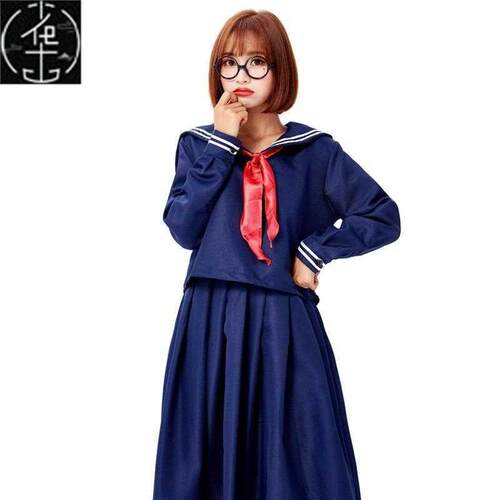 adult female navy sailor sailor suit deep split long sleeve