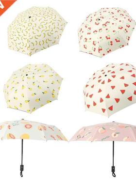 Three Folding Automatic Foldable Fruit Umbrella Peach Waterm