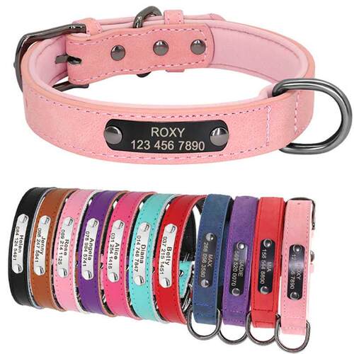 PU Leather Custom Dog Collar Personalized Puppy Collar Free