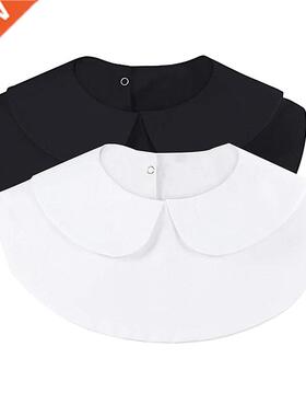 Shirt Fake Collar Vintage solid White Black Tie Detachable C